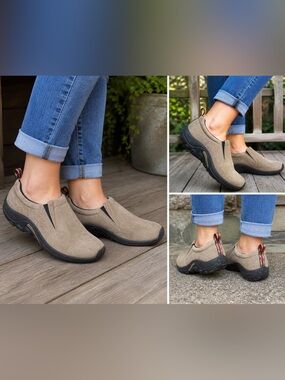 Merrell Jungle Moc Taupe Suede Slip On Shoes Comfort Casual Womens Size 9